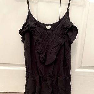 Black Garage ruffled shorts romper